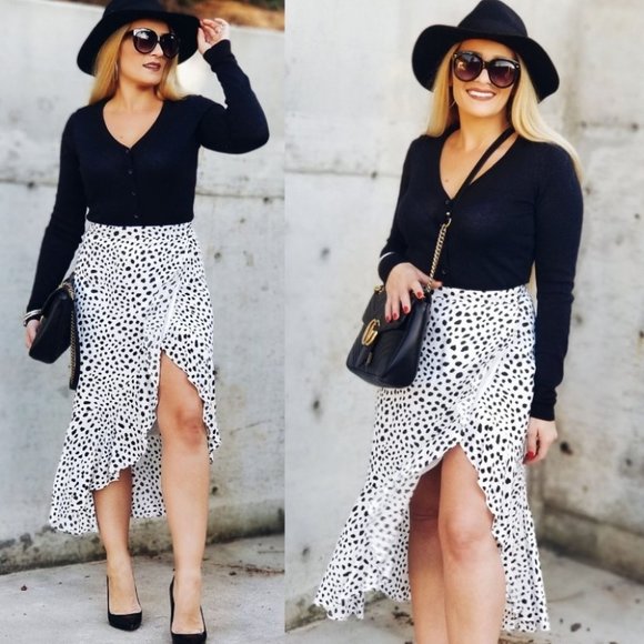 Dalmation Print flowing wrap Skirt